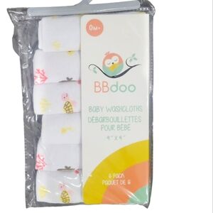 New In Package! BBdoo 6 Pack Baby Washcloths
